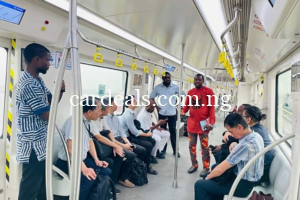 Today’s Photos : Japanese Officials Rides On Blue Line Train During Their Visit To Lagos